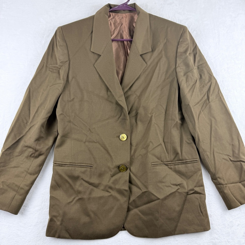 Vintage Italian Blazer 100% Virgin Wool Brown‎ Tailored Jacket Women Taglia 44